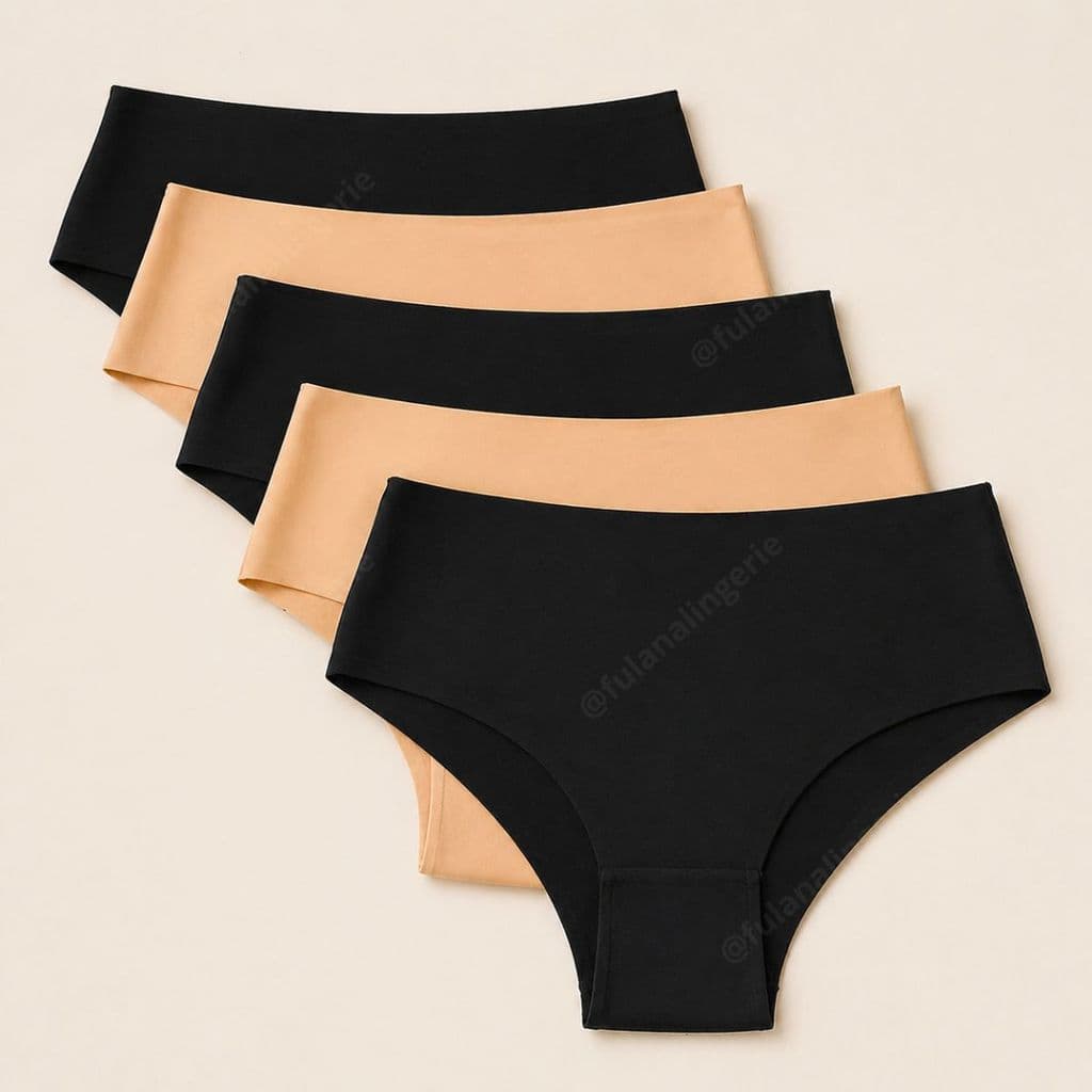 Kit 3 Tanga Cós Alto Calcinha Sem Costura Preta e Bege Academia Conforto - Cos Mamut