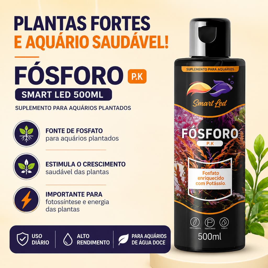 Fósforo para Aquário Plantado 500ml Smart Led Fosfato PK Fertilizante