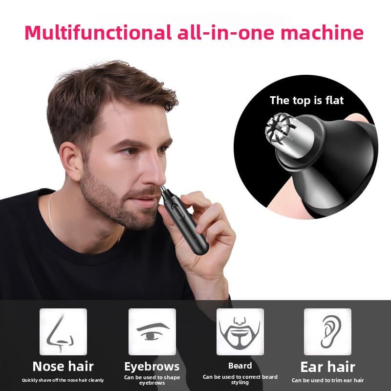 Aparador Elétrico De Pêlos De Nariz Para Homens-De Sobrancelha De Orelha 2 Em 1 Com Proteção De Segurança-USB Recarregáv