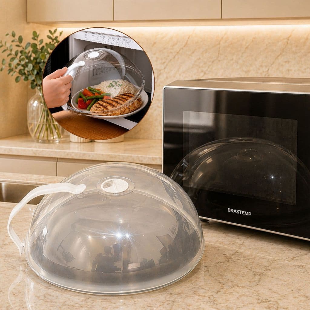 Tampa De Microondas Com Válvula Alça de Plástico Para Alimentos