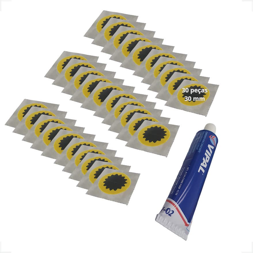 Kit 30 Remendos Tipo Estrela 3cm Bicicleta Moto + Cola Vipal