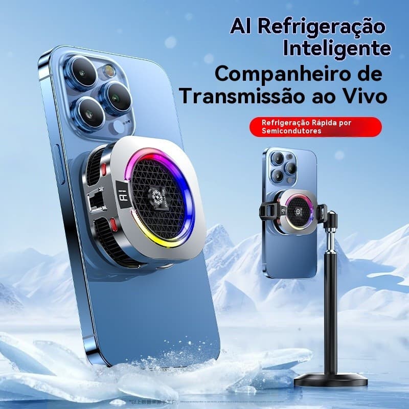 Novo 2026: Cooler de Telefone RGB AI de 25W com Resfriamento Ultra Rápido para Jogos e Transmissões ao Vivo