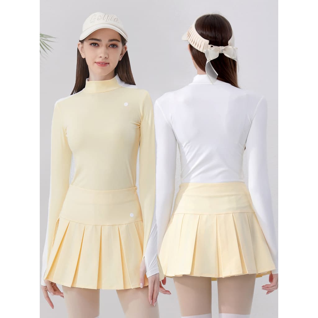 Verão golfe saia de manga comprida terno feminino fino estiramento tênis de golfe roupas femininas esportes topo feminin