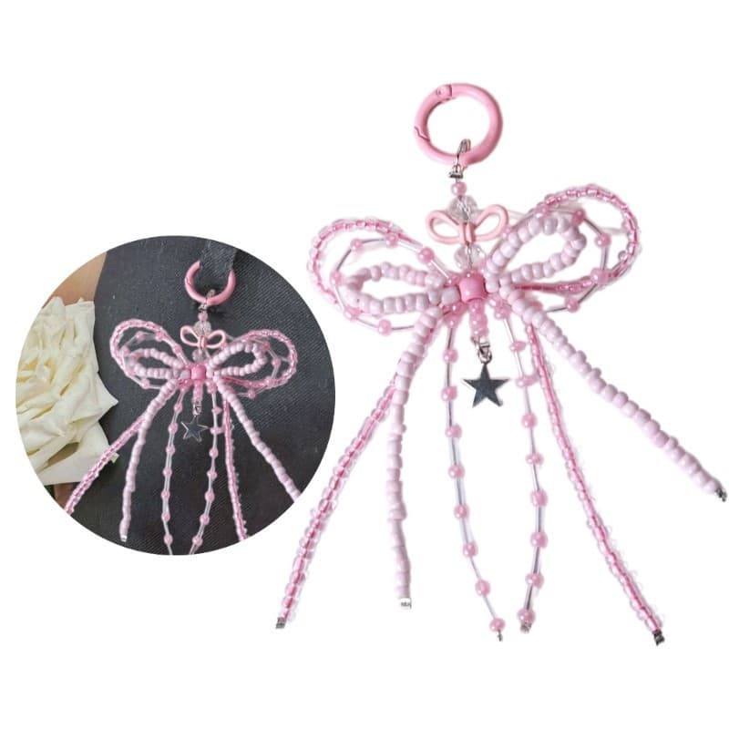 HAPPY Bowknot Bag Pingente Elegante Chaveiro Moderno Adorno Chave Perfeito Para