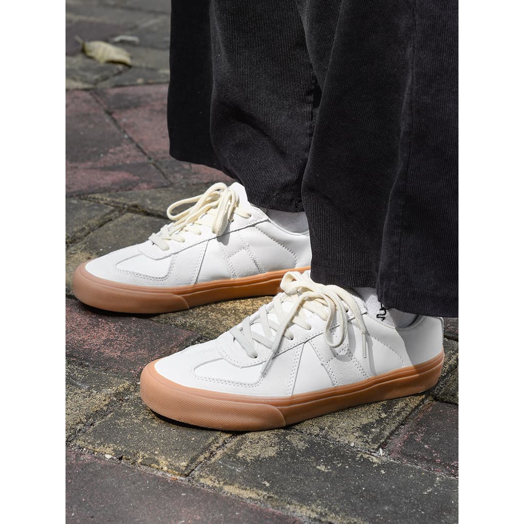 Jiluke clássico americano Retro alemão sapatos de treinamento couro genuíno das mulheres dos homens branco Commuter All-