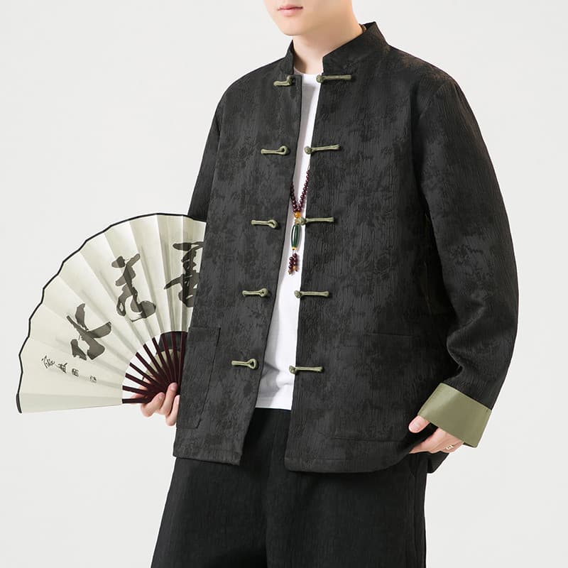 Novo estilo chinês jaqueta masculina primavera outono gola alta jaqueta novo estilo chinês Retro solto Tang terno roupas