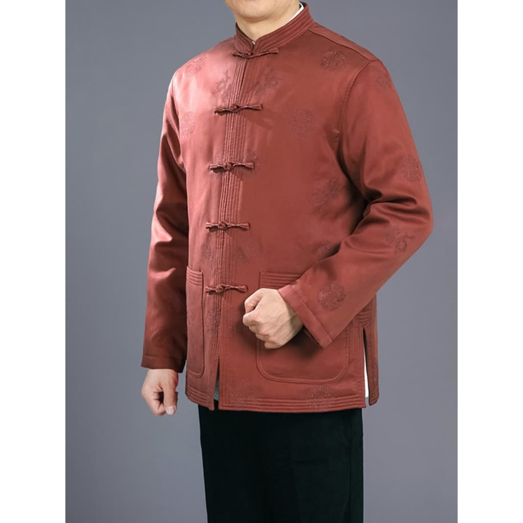 Baifulong High-End Masculino Tang Terno Corpo Inteiro Bordado Dragão Jaqueta Acolchoada Estilo Étnico de Meia-Idade Roup