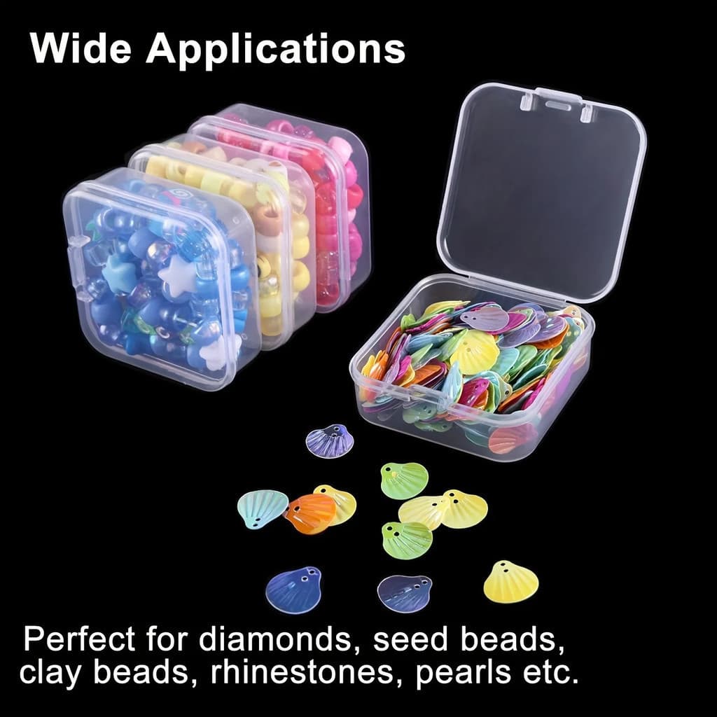 Um conjunto de caixas de armazenamento para miçangas, materiais para nail art, joias, brincos e frascos plásticos para s