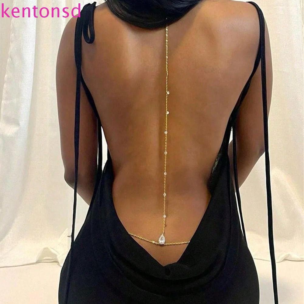 Corrente Corporal De Cristal KENTONSD , De Peito Elegante Com Pingente De Vestido De Liga , Estilo Pescoço Pendurado