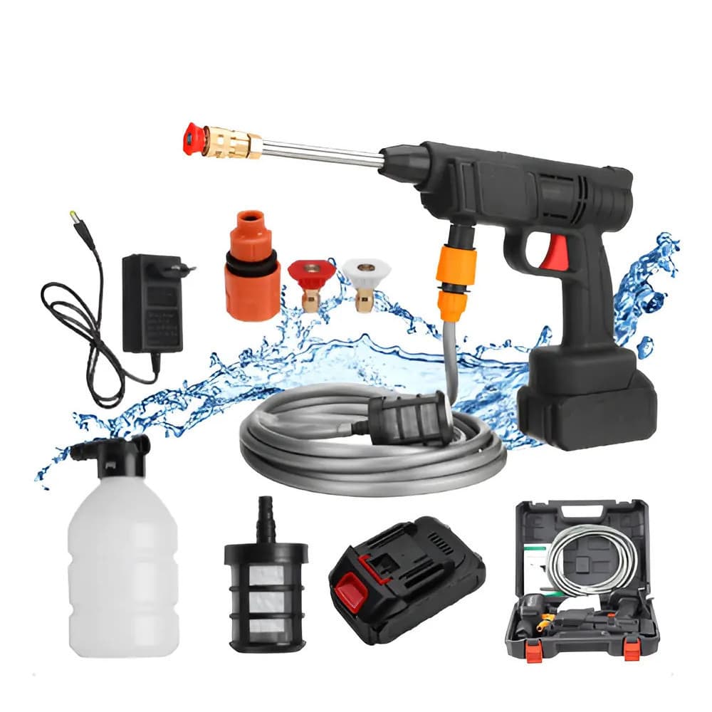 Lavadora Portátil Lava Carro Pistola Alta Pressão Sem Fio 24 Bar 48v Preto 127/220v 240w
