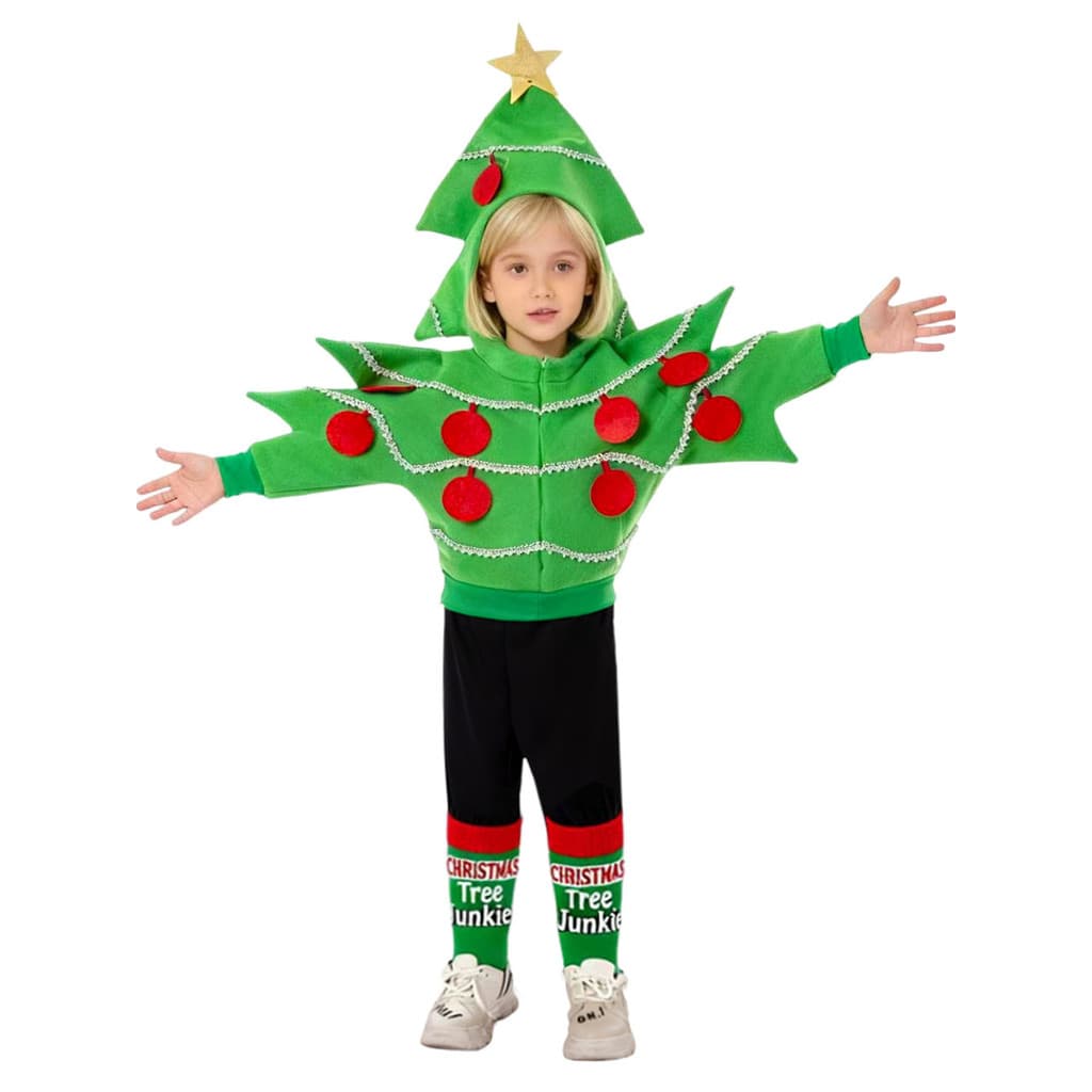 Traje de natal árvore de natal cos adereços vestir-se traje crianças festa traje feriado Campus desempenho traje