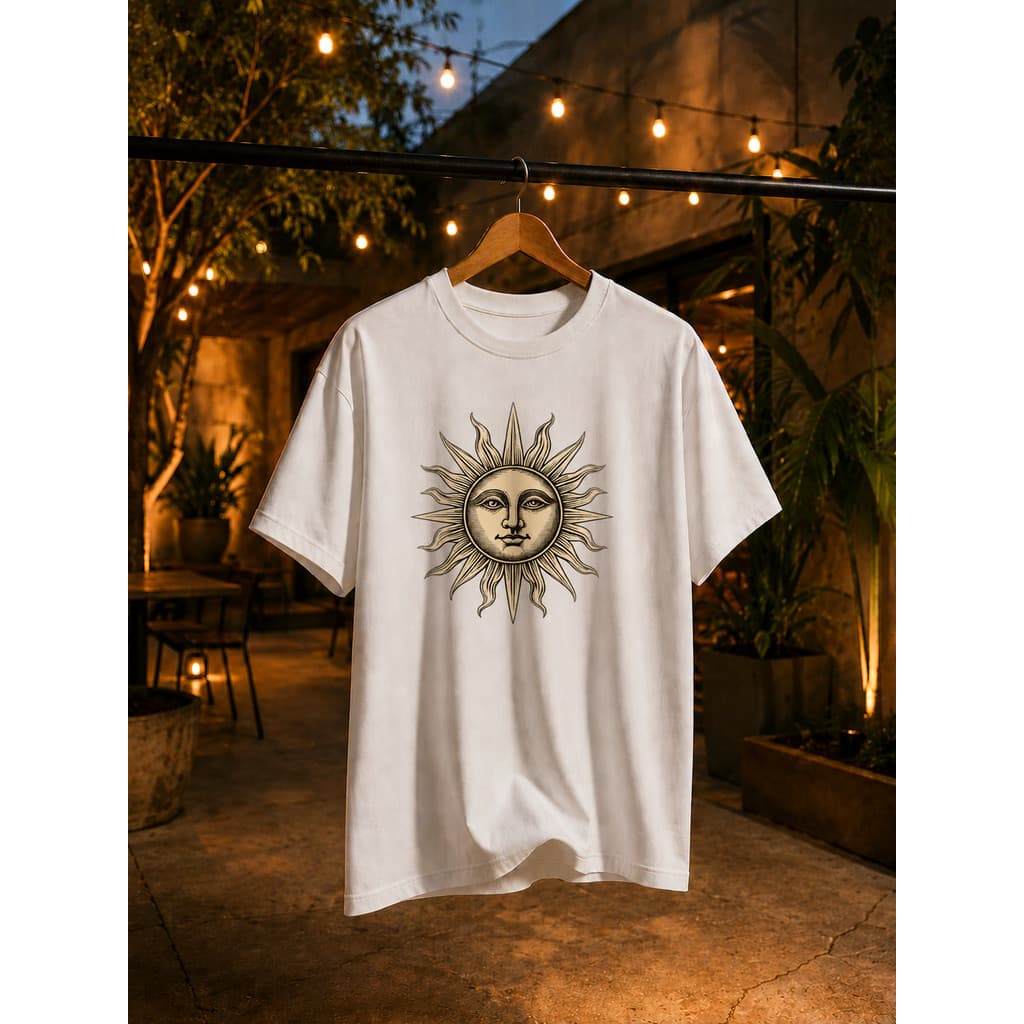 Camiseta Masculina Algodão Manga Curta Mystical Sun Premium Confortável Estilosa