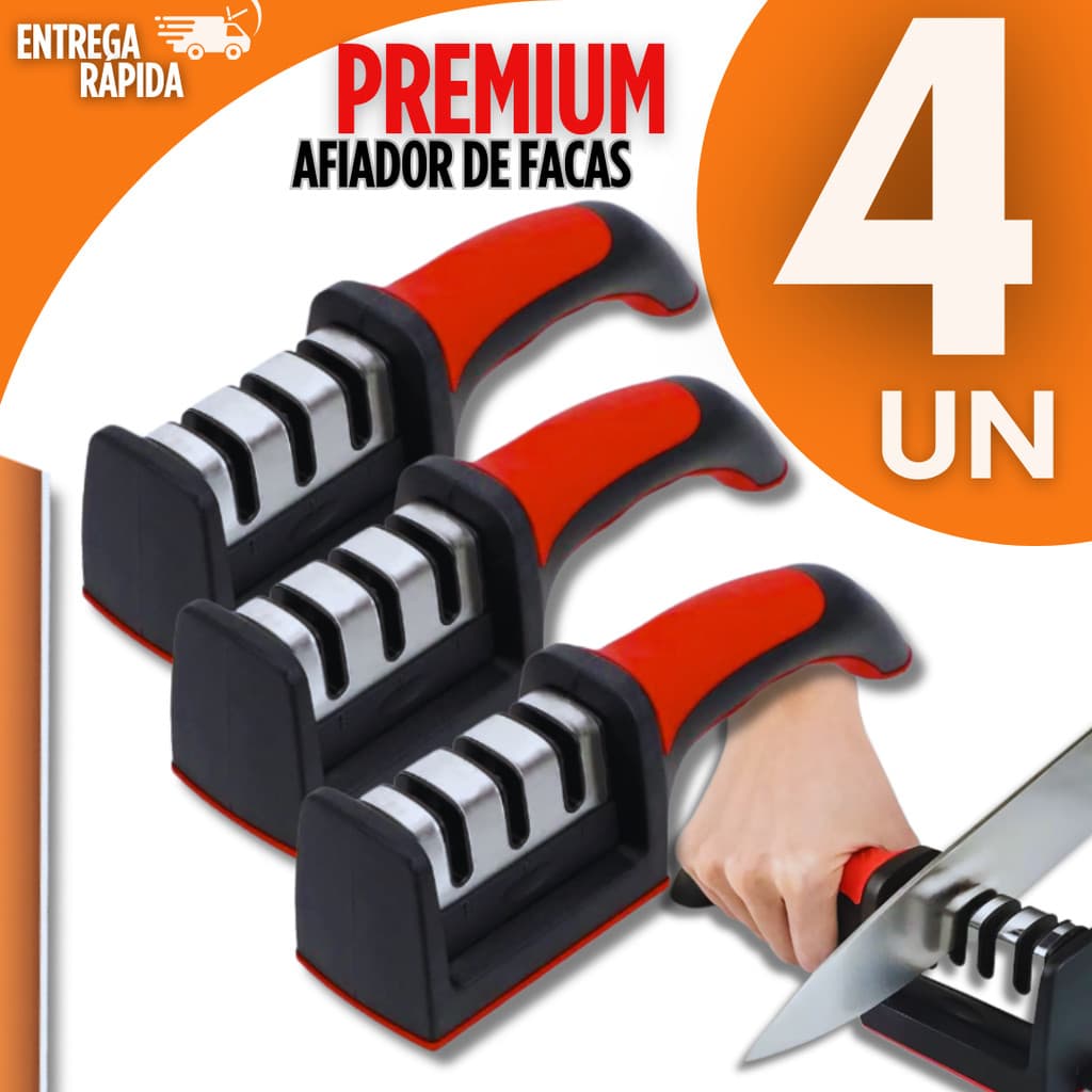 Kit Afiador e Amolador De Facas 3 Estágios Profissional Afiação Rápida Em Aço Inoxidável Utensílios