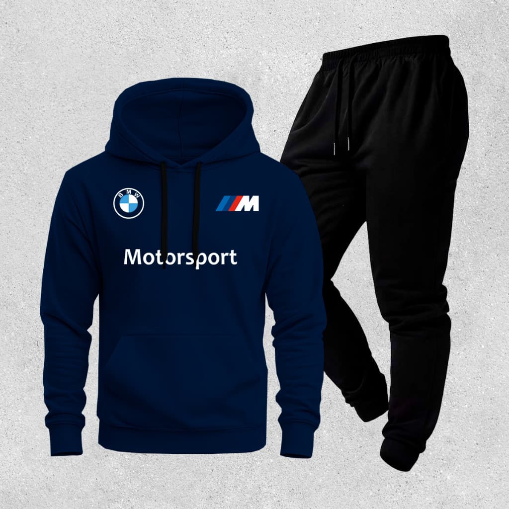 Conjunto Moletom Masculino + Calça Jogger BMW MotorSport Casual Performance Inverno Confortável