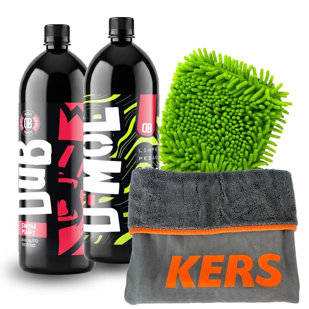 Kit Lavagem Manual Pro Dub Boyz Kers Autoamérica D-Mol Snow Many 1,5L Luva Chenille Toalha Twist 4un