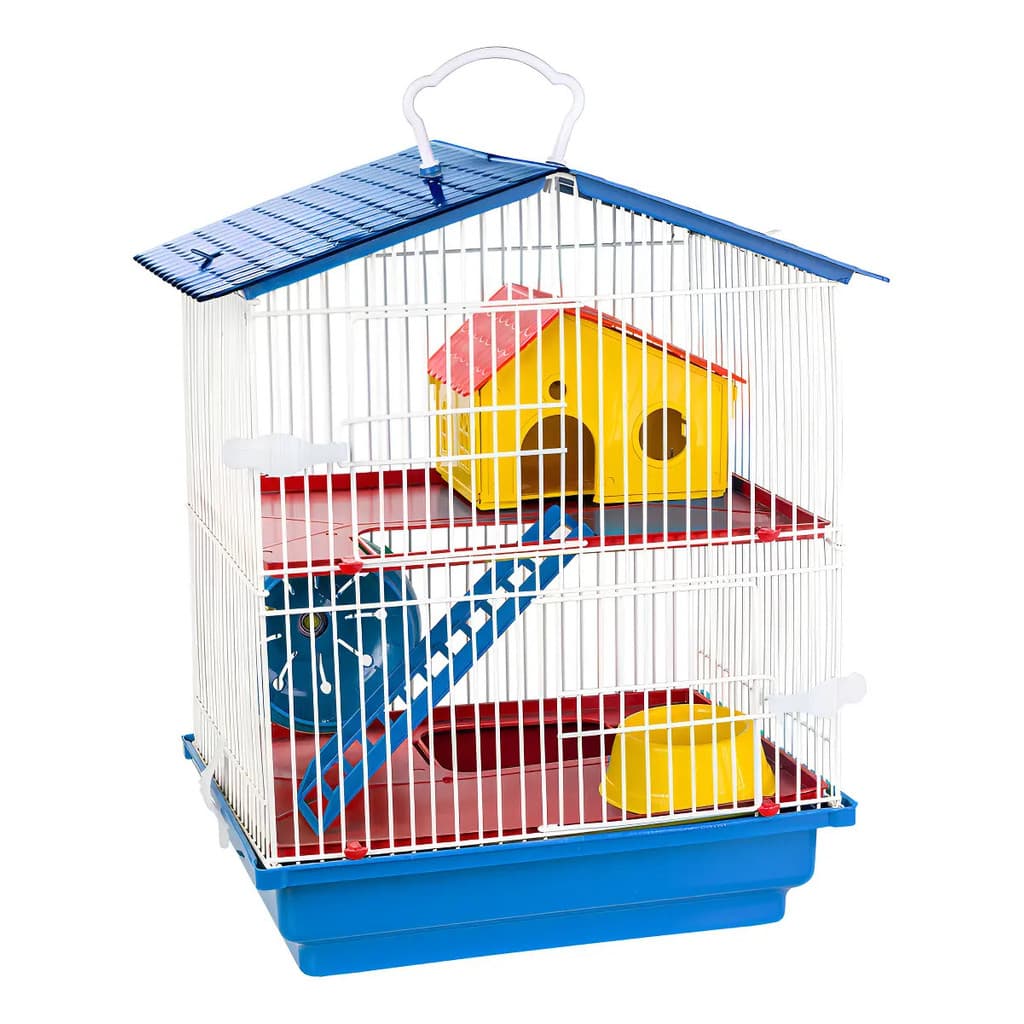 Gaiola Hamster 2 Andares Teto Plástico Conforto Jel Plast Cor Azul