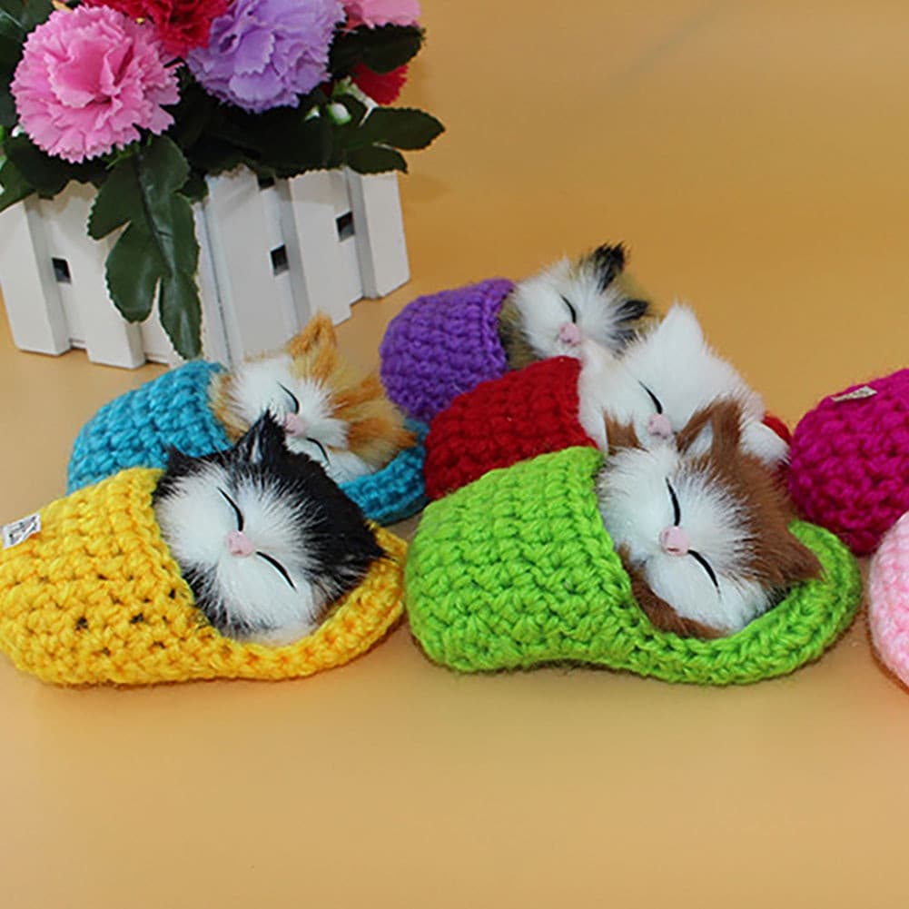 Simulação Mini Gato Fofo Gatos De Pelúcia Brinquedos Recheados Com Som Presente De Natal
