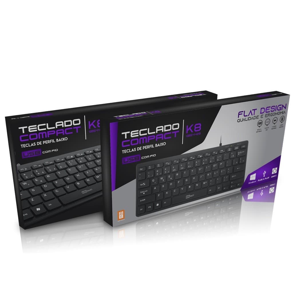Teclado Mini USB COMPACT K8 Preto MBTech MB4428