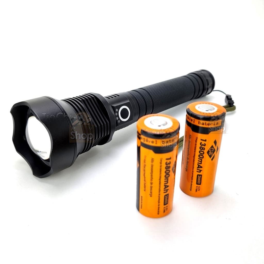 Lanterna Tática Canhão Militar Led T9 XHP70 Zoom 2 Baterias GB-5669