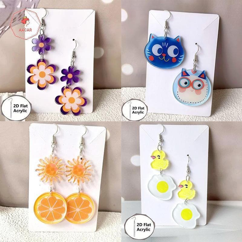 AACAR 2D Plana Acrílico Balançar Brincos Feminino Flor Design Animal Leve Verão Moda Jóias Para Praia Novo