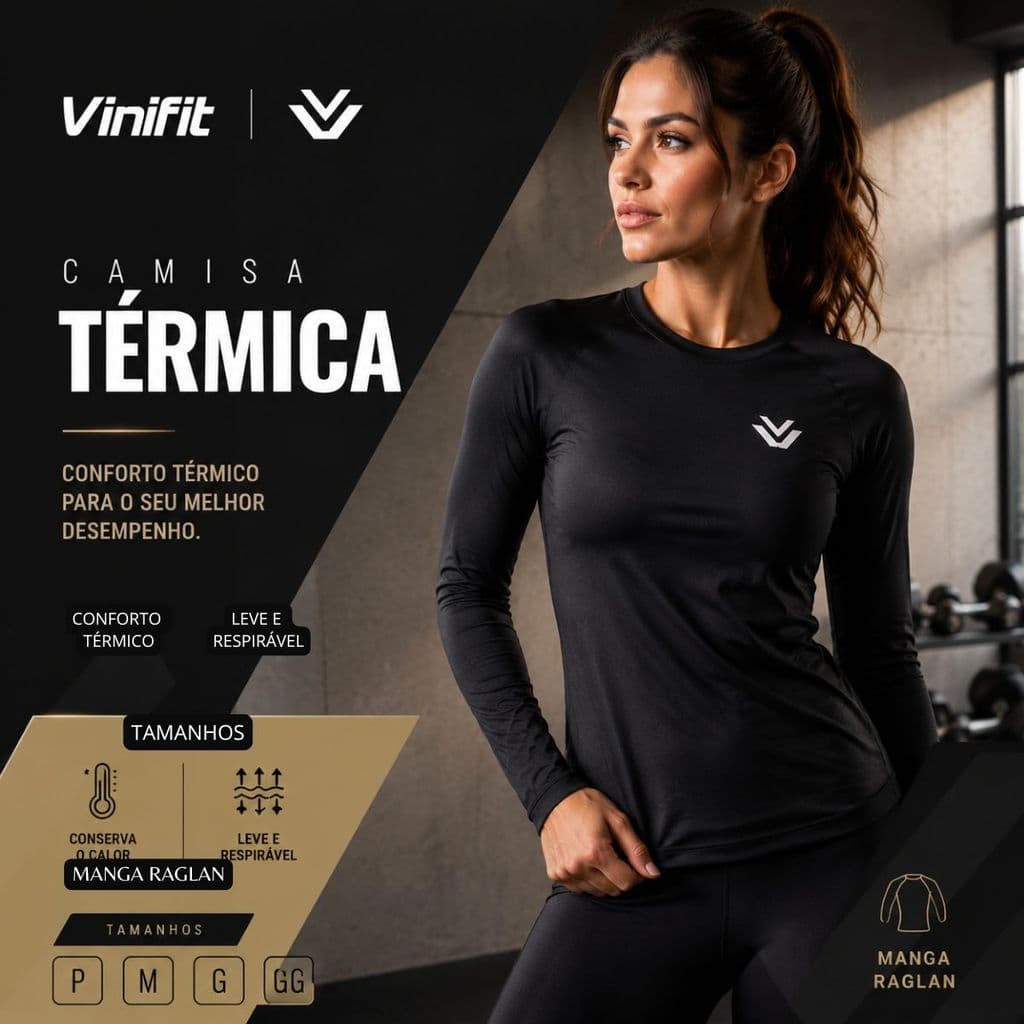 Camisa Térmica Feminina Vinifit Fitness Blusa Tecido Respirável Fitness Academia P ao GG