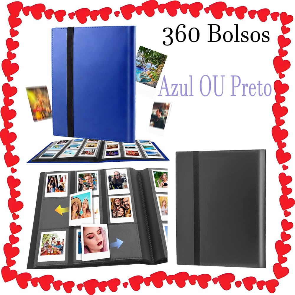 Álbum de fotos 6,8 x 9,8 cm com 360 bolsos para presentes de casamento, álbuns de fotos com Capa Azul/Preto para férias