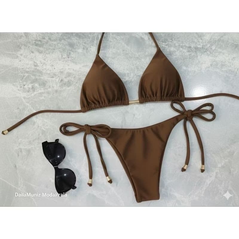 Biquíni Feminino Moda Praia Verão 2026 Conjunto Forrado Com Bojo P M G