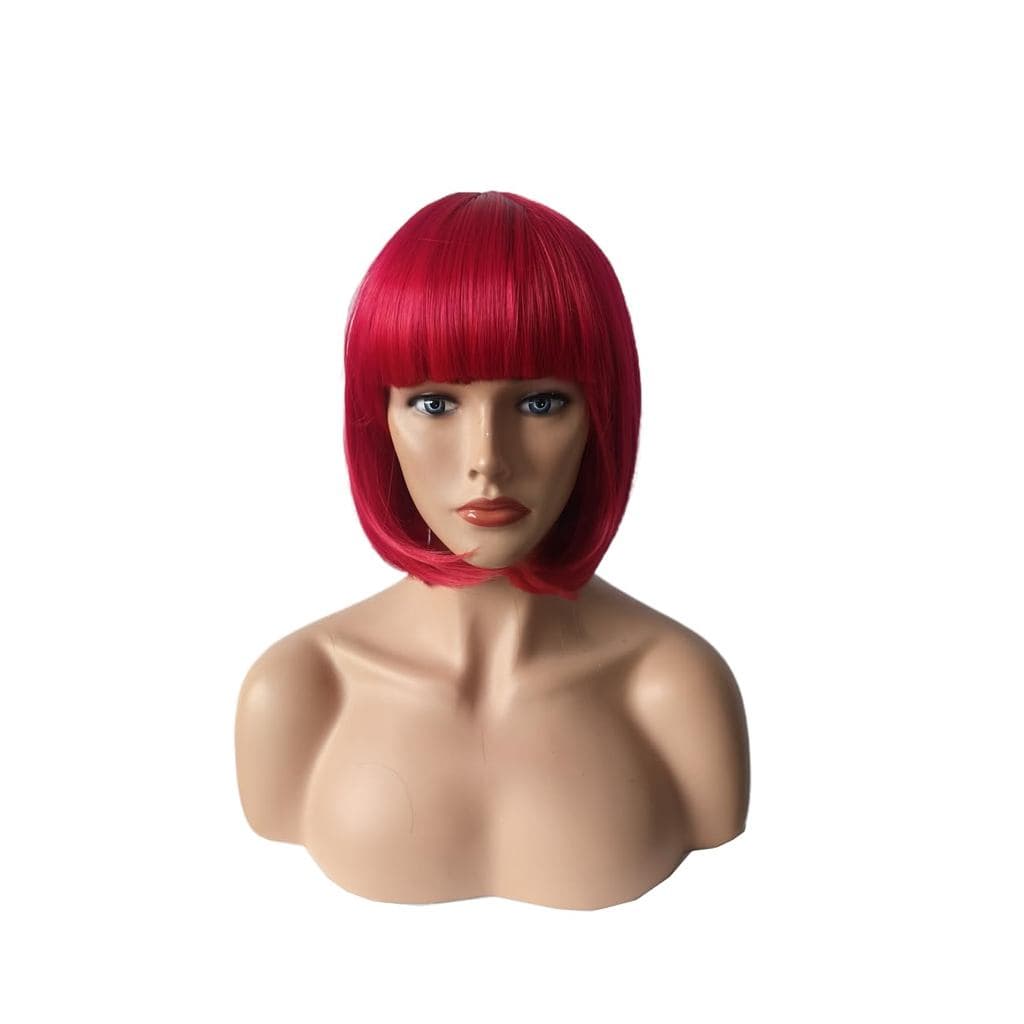 Peruca Curta Feminina OYSRONG 11.81''/30cm, Vermelha, Lisa, com Franja Reta, Cabelo Sintético para Cosplay (Vermelha)