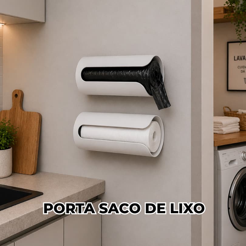 Suporte para Saco de Lixo de Parede - Dispenser Organizador Cozinha e Lavanderia - Organizador de cozinha