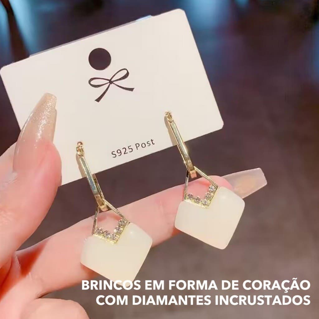Brincos geométricos de zircônia de cristal coreano, adequados para mulheres, formato de gota, cor opala, adequados para