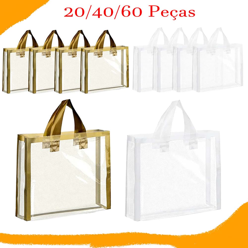 31,5 x 32,5 x 8,1cm, Sacolas de presente transparentes com alças, bolsa de presente para casamento, festa de aniversário