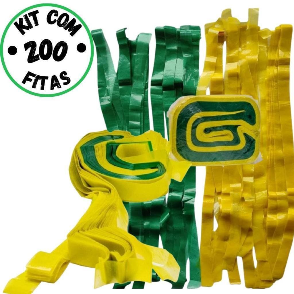 Kit Fitas Verde e Amarelo 600/1200/1800 Unidades 3/6/9 Pacotes Decoração Copa do Brasil Rabiola Pipa Festas