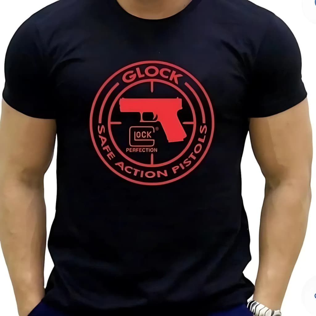 Camiseta Básica Glock Vermelha Atirador Camisa Masculina Feminina 100% Algodão