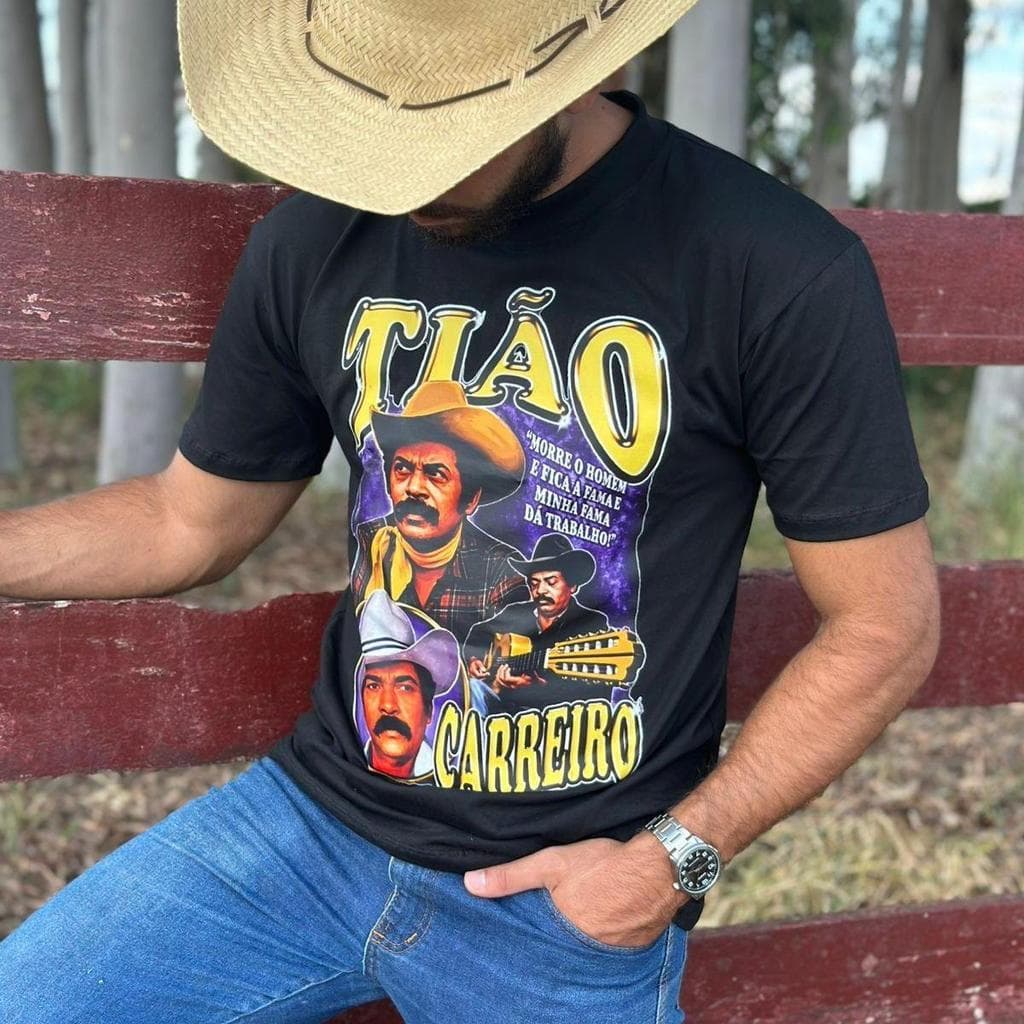 Camisa Tião Carreiro e Pardinho Sertanejo Blusa Camiseta de Cantores 100% Algodão