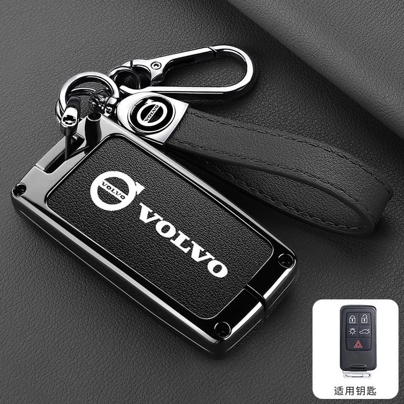 Capa para Chave de Carro em Liga de Zinco + Couro para Volvo XC60 V60 S60 S80 XC70 V40, Acessório de Chaveiro com 5/6 28