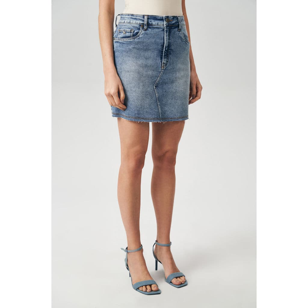 Saia Jeans Claro Feminina Acostamento