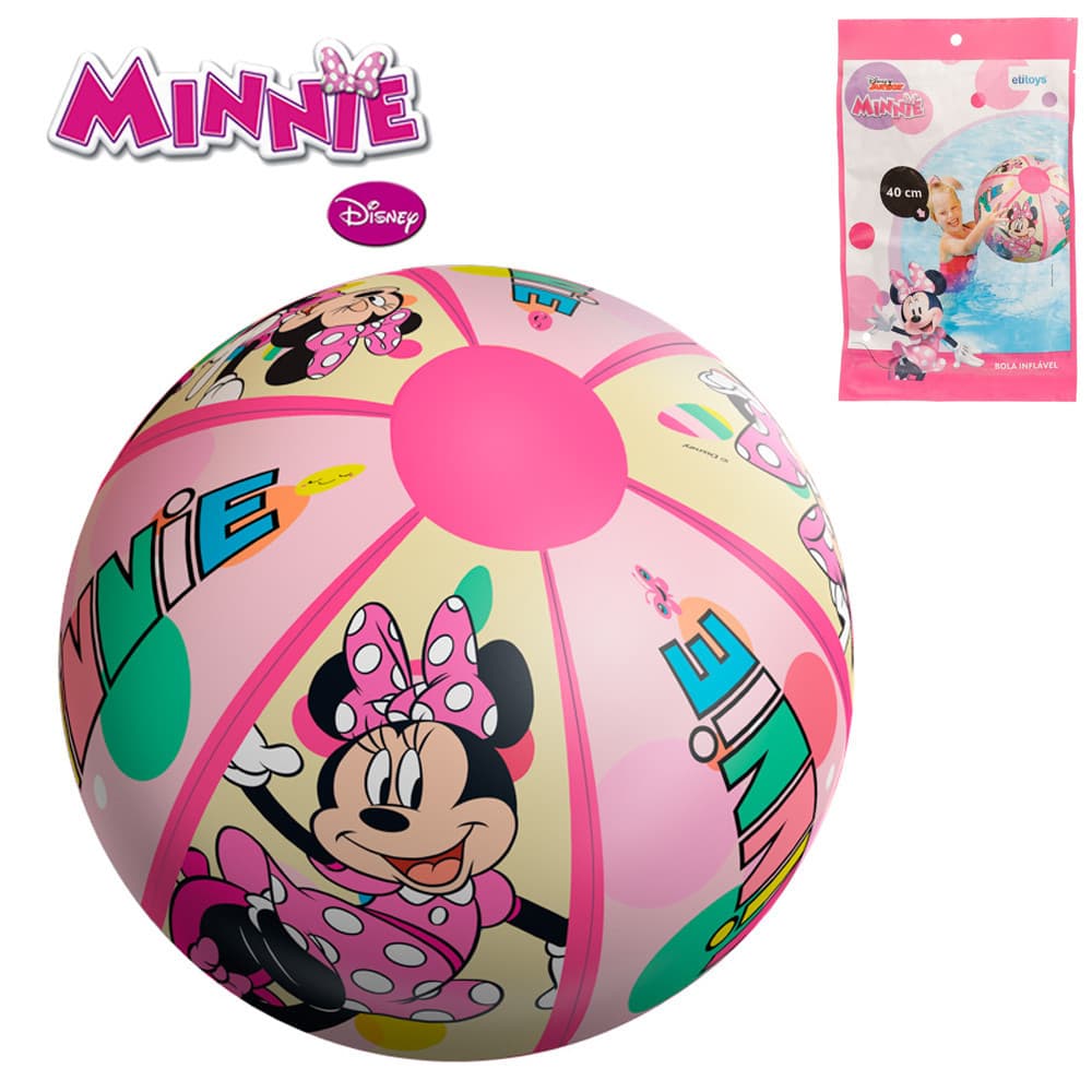 Bola Infantil Inflável Minnie Mouse Férias 40cm Praia Piscina