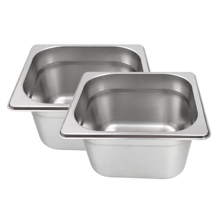 Kit 2 Cuba GN 1/6 Inox 100mm Sem Alça Gastronômica Buffets e Self-Service