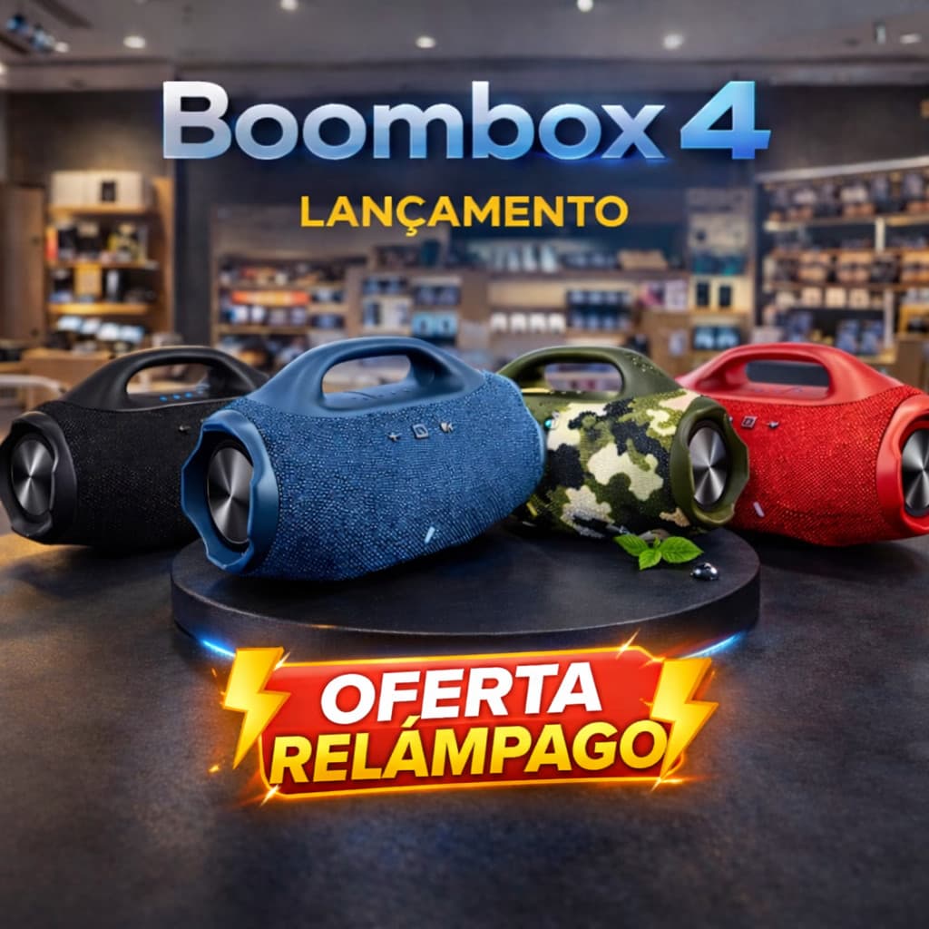Lançamento Boombox 4 GIGANTE 35CM ou 25cm ALTA POTÊNCIA, bluetooth 14H de Som , pen-drive , SD , Entrada Tipo-c