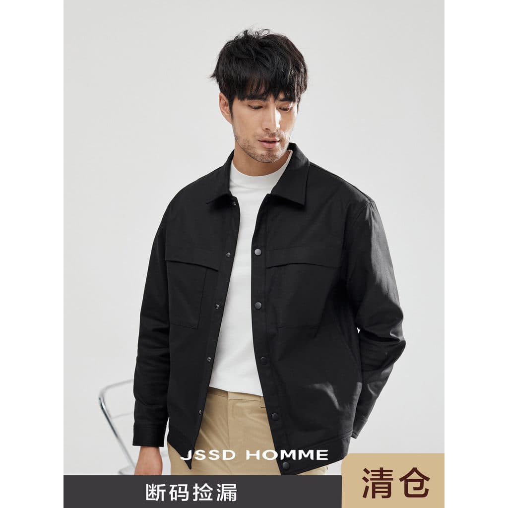 JSSD HOMME Jaqueta Cargo masculina de lã longa com lapela de algodão penteado primavera outono jaqueta Casual masculina
