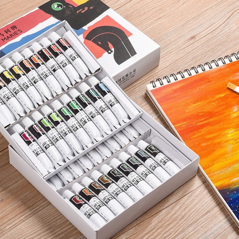 Mary Tinta Acrílica Iniciante 24 Cores Crianças Estudantes Pintura em Pedra Conjunto de Pintura em Seixos 12 Cores Caval