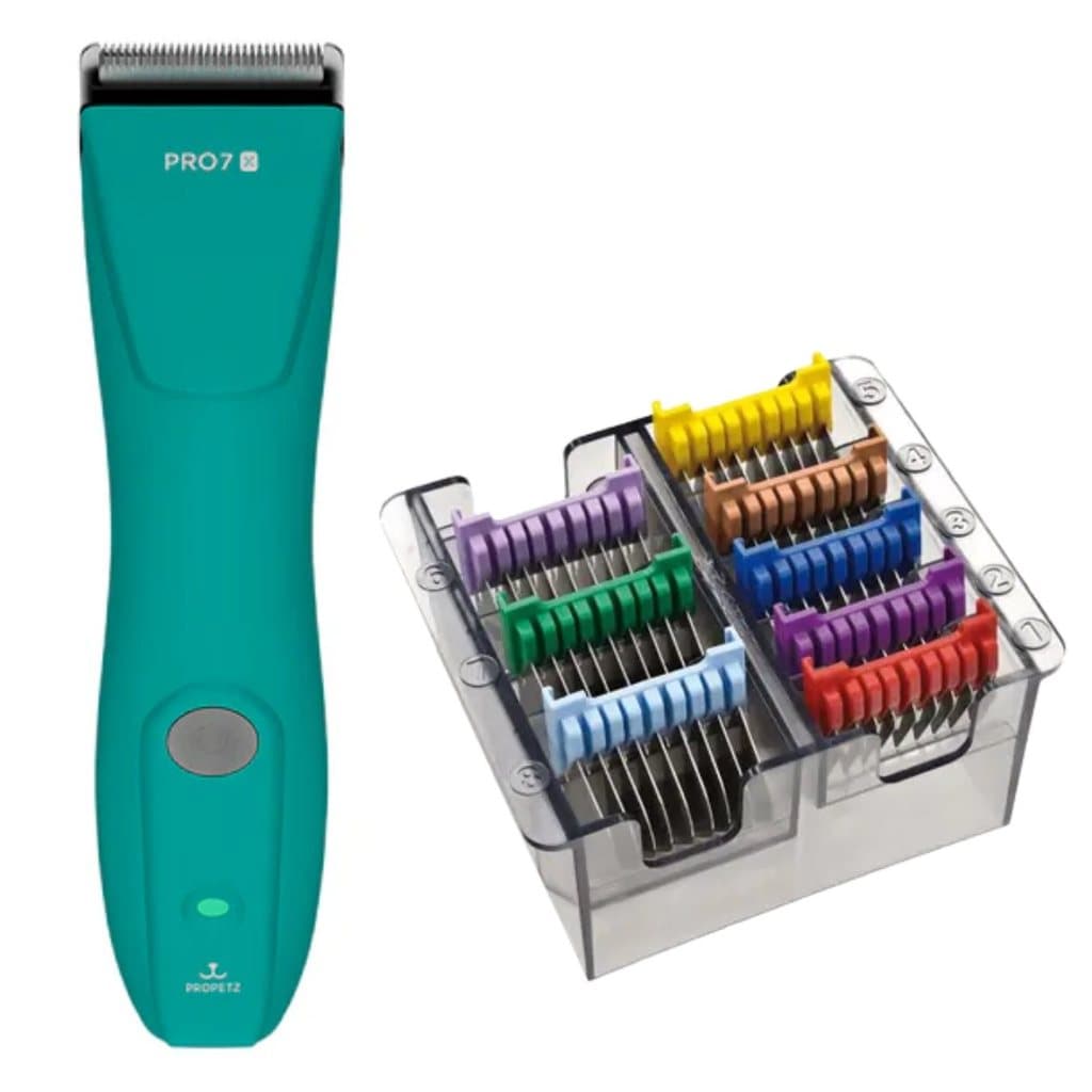 Máquina de Tosa Pro7 X Sem Fio Profissional Propetz  + Adaptadores Pentes Lâminas Aço Banho Tosa Original