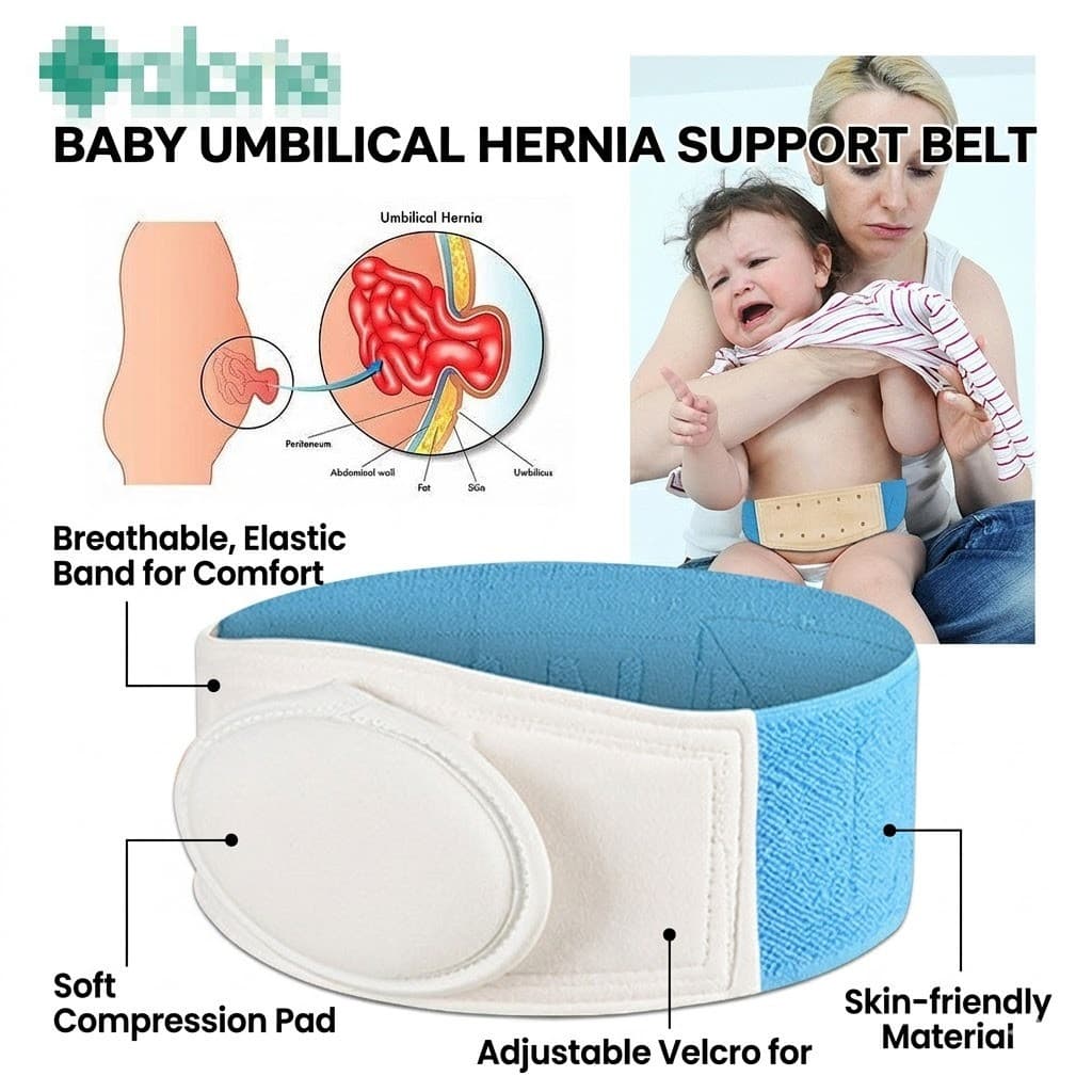 Cinta para Hérnia Umbilical com 3 Almofadas – Suporte para Botão Umbilical de Bebê com Adesivos para Tratamento.