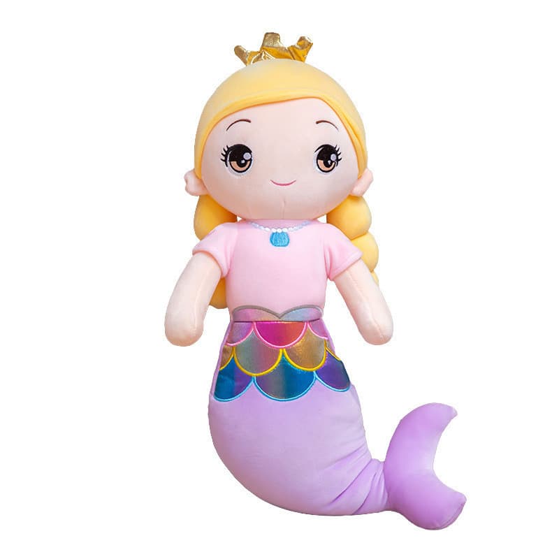 Boneca De Pelúcia De Sereia Fofa-Travesseiro Macio De Princesa Dormindo Para Cama , Brinquedo Cauda Brilhante Com Prende