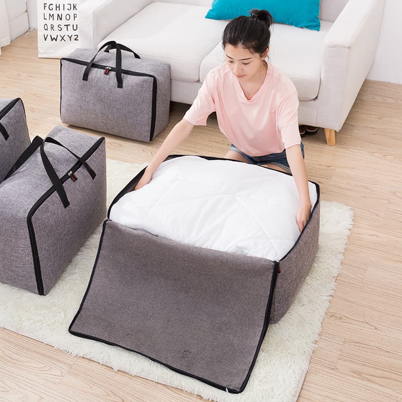 Saco de armazenamento de colcha de linho de algodão saco arrumado colcha à prova de umidade roupas domésticas grande sac