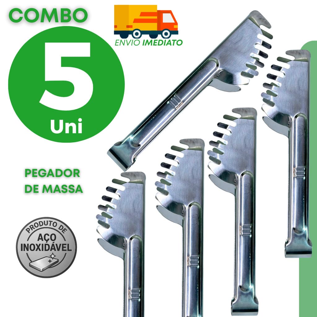Jogo Pegadores de Massa em Aço Inox para Servir Macarrão e Espaguete em Casa e em Restaurante