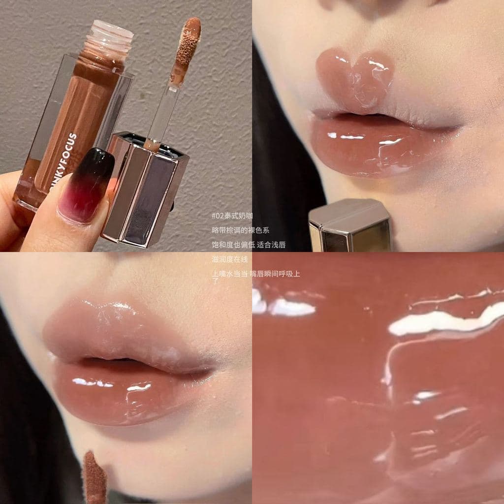 Natural baixa saturação ~ Zencai luz translúcido brilho labial hidratante brilho de água Dudu espelho labial esmalte PIN
