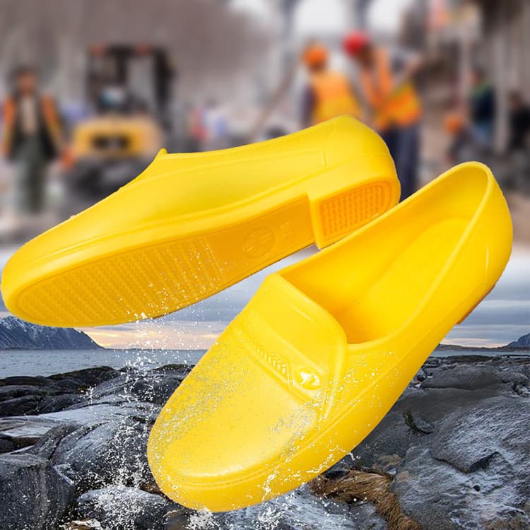 Botas de chuva sapatos impermeáveis masculinos sapatos de canteiro de obras tubo curto sapatos de plástico amarelo de ca