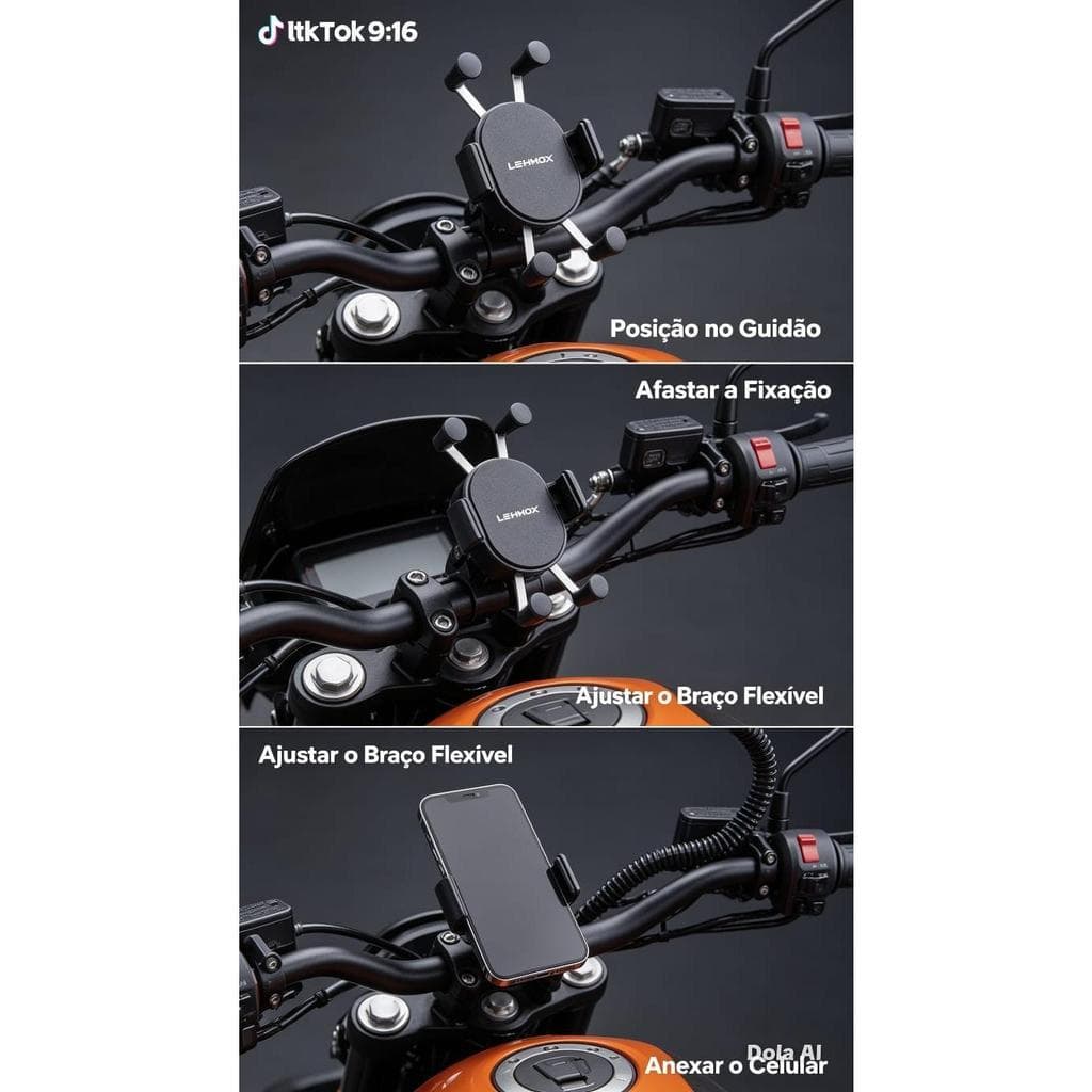 Suporte Moto Universal 360° para Celular até 6.5 |Fácil Instalação / carregador de celular
