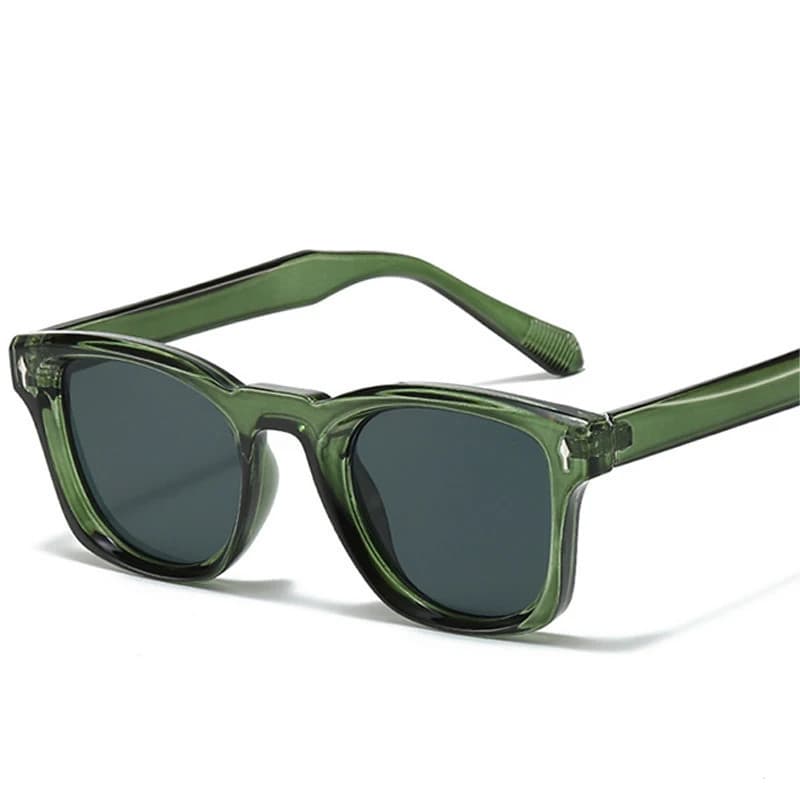 Óculos de Sol Retrô Quadrados com Rebites, Moda Feminina, Cor Gradiente, UV400, Masculino Azul-Esverdeado